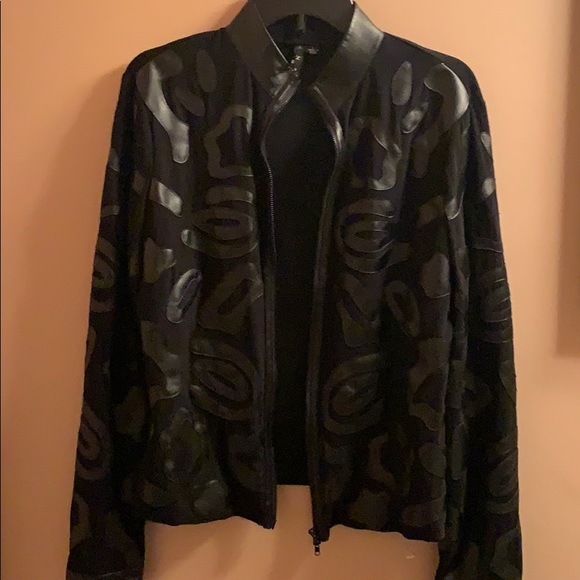 Black and faux leather jacket - Picture 1 of 5